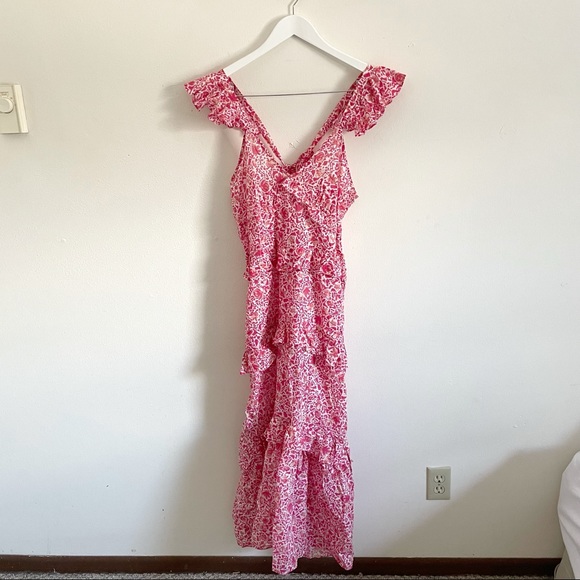 COPY - MISA Los Angeles // Morrison Floral Animal Print Ruffle Maxi Dress - Picture 7 of 10